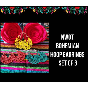 NWOT| BOHEMIAN HOOP EARRING SET OF 3